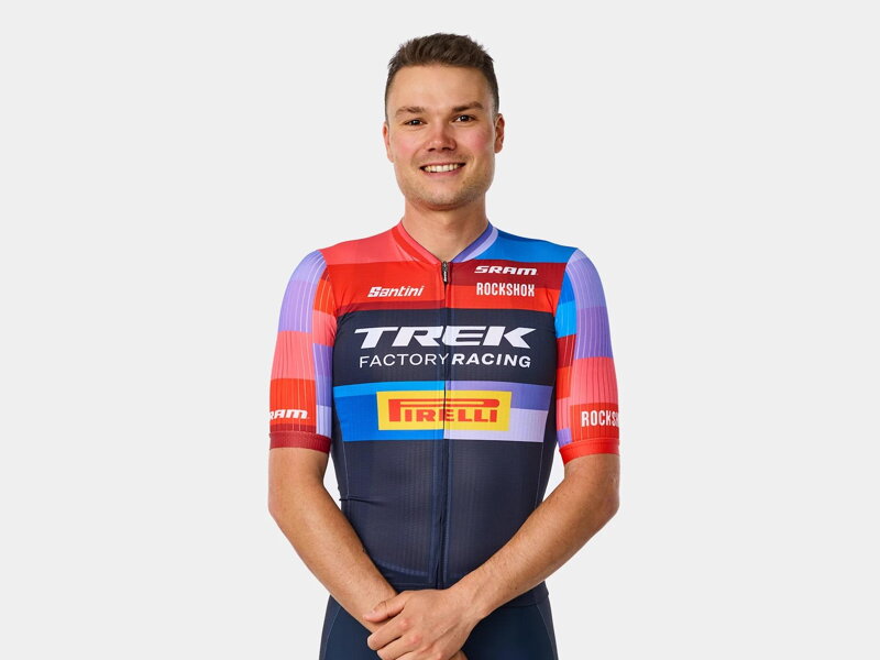 Blaues Santini Trek Factory Racing Herren-Team-Replica-Trikot